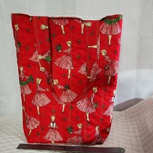 Hand Sewn Quilted Retro Christmas Tote